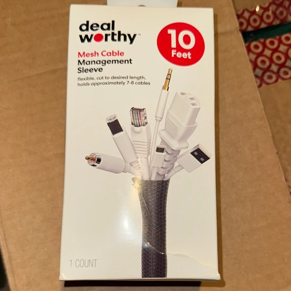 White Mesh Cable Management Sleeve - 10 Feet